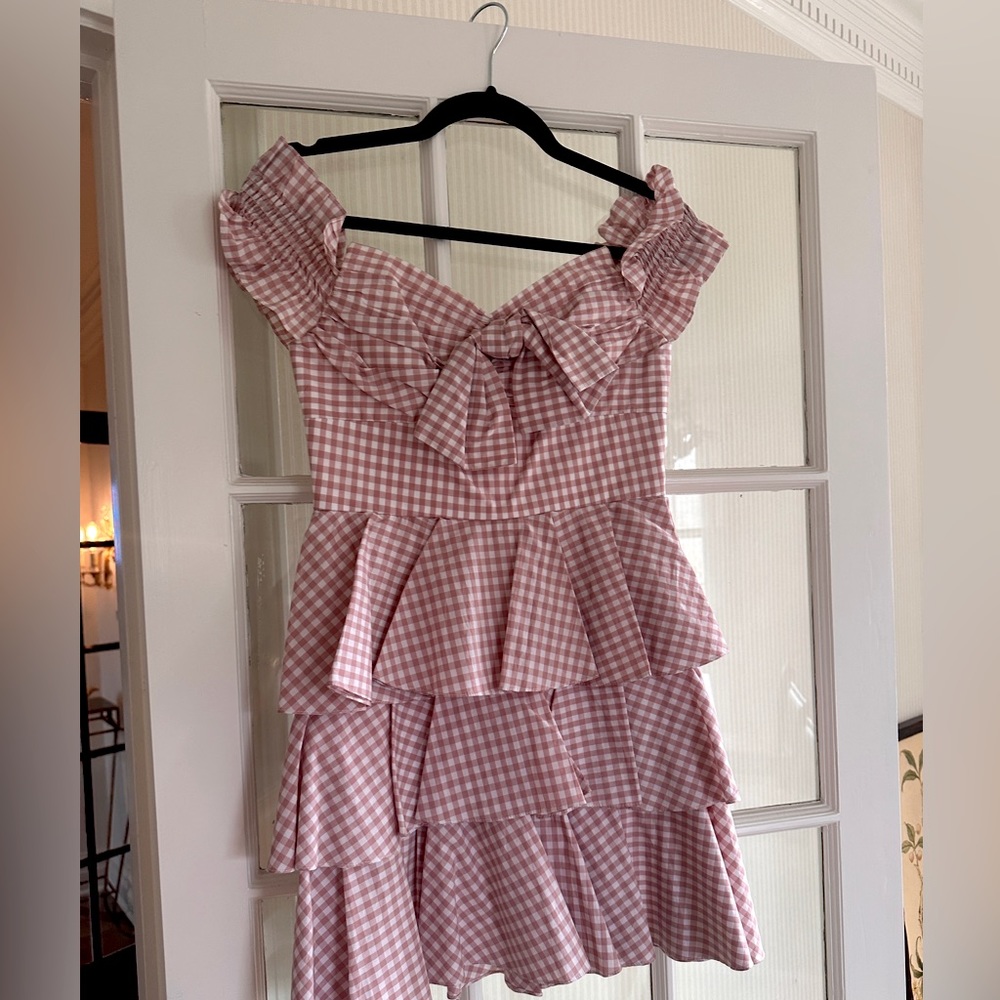 Caroline Constas pink gingham dress